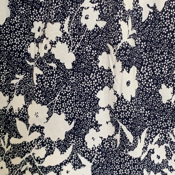 Michael Kors Cotton Modal Floral Peasant Top L Blue & White 134i - Picture 5 of 7